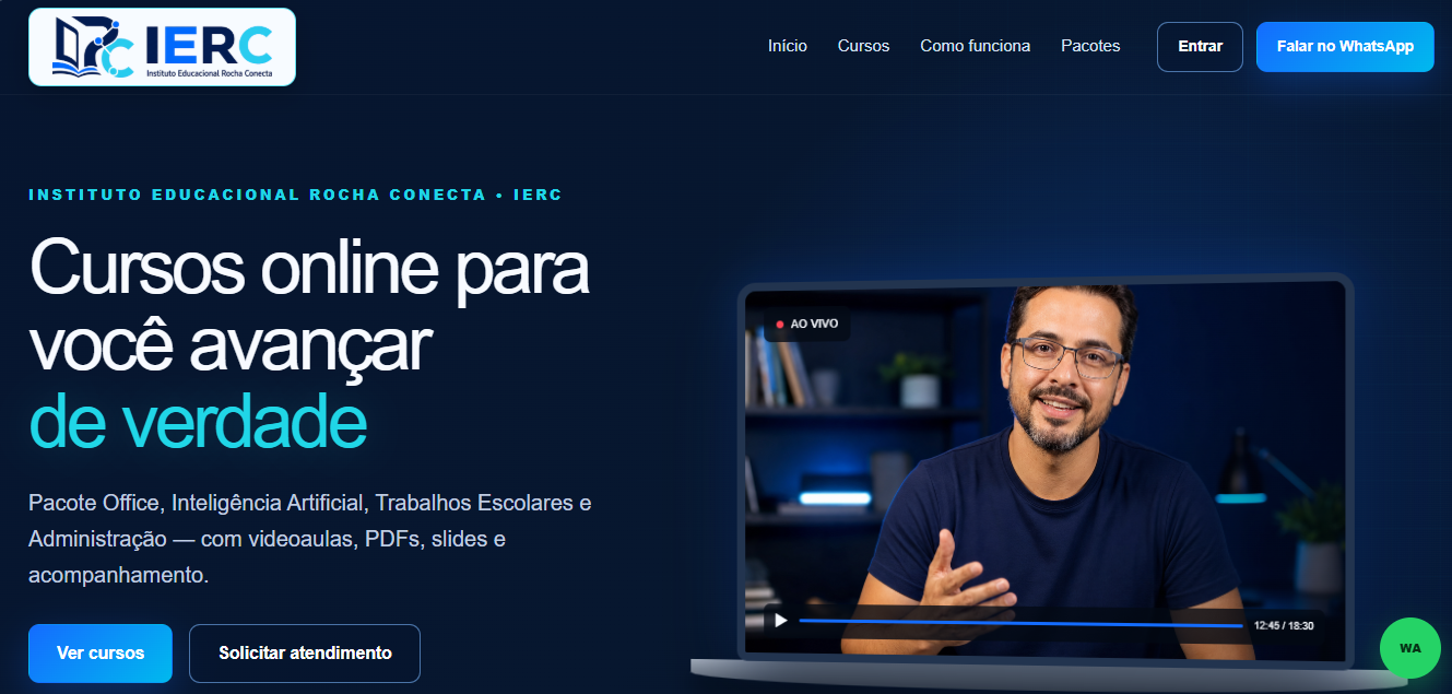 Site do Instituto Educacional Rocha Conecta IERC